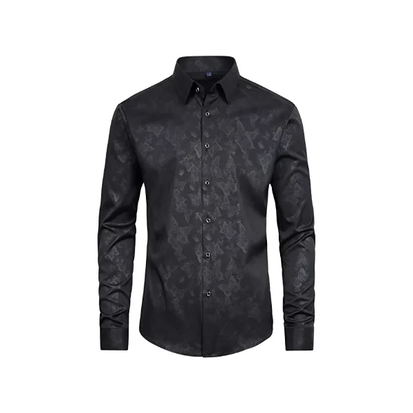 J.Ver Men's Casual Long Sleeve Stretch Dress Shirt Wrinkle-Free Regular Fit Button Down Shirts